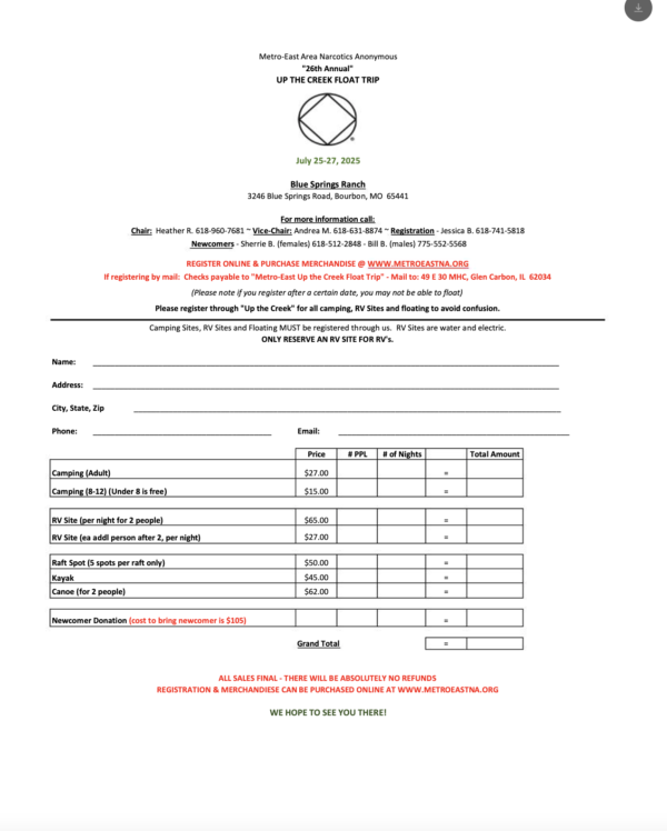 2025 Float Trip Registration